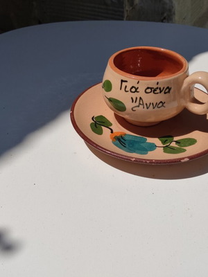 Anna coffee cup, handmade ceramic with saucer