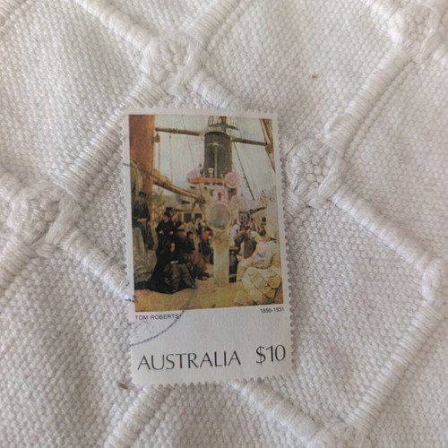 Australia 1977 Stamp like new, $10 Coming South by Tom Roberts