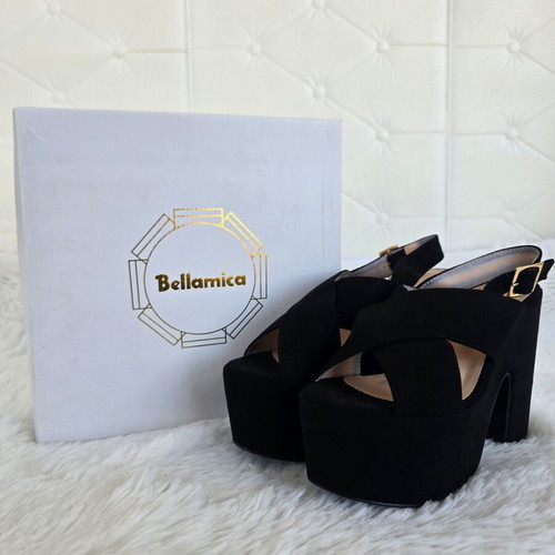 Bellamica platform sandals size 39 black suede new