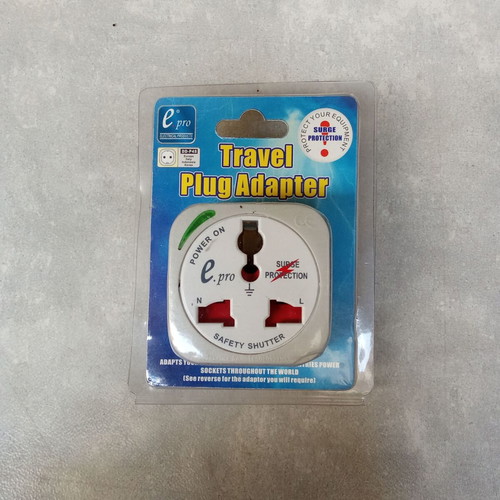 Travel plug adapter from European Schuko to UK, new, suitable for travel
