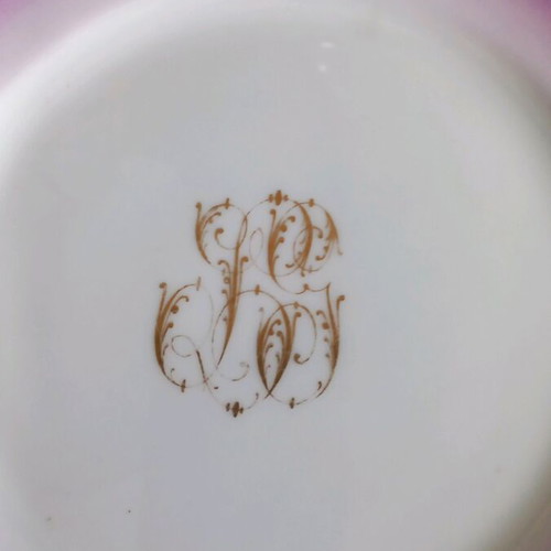Serving set for 6 French porcelain with monogram like new