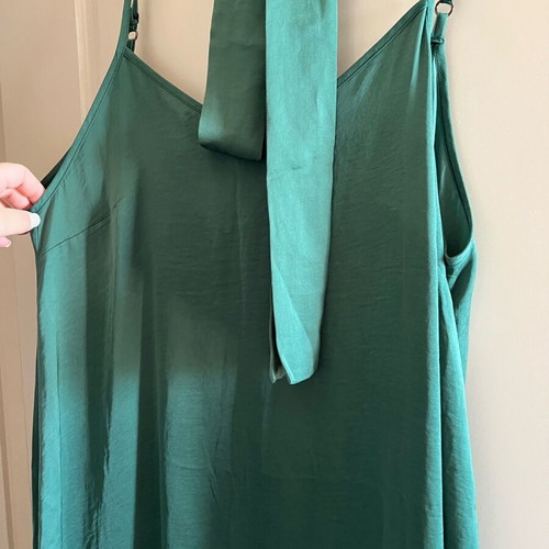 Moutaki satin dress emerald blue like new size XL