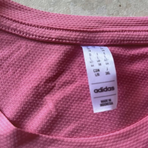 Adidas marathon t-shirts, pink and gold, size L