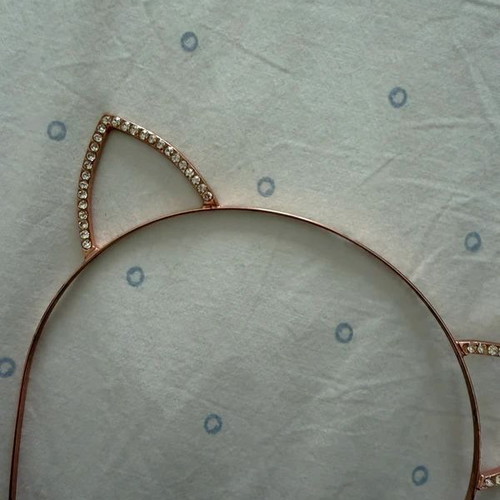 Claire’s kitty headband used, rose gold with silver crystals