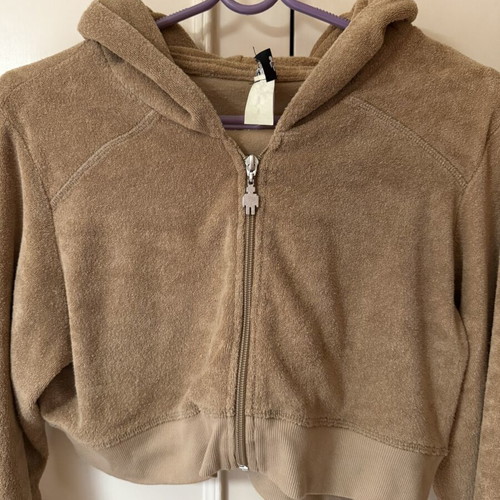 My Moo Beige Women's Crop Zip-Up Sweatshirt used, XL