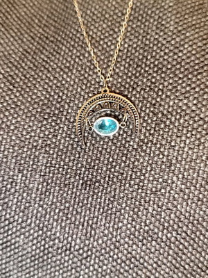 Oxzen steel evil eye necklace with blue stone new