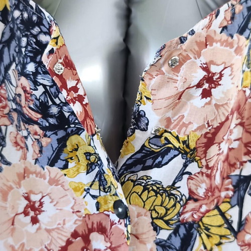 Floral cotton-linen dress L-XL like new, multicolor