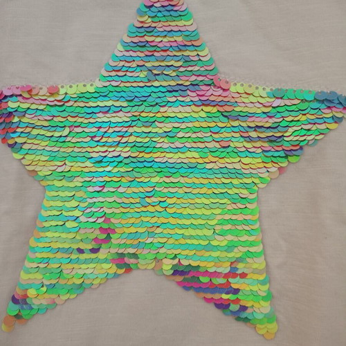 Mothercare Girls' T-shirt with Color-Changing Sequin Star like new, ages 7-9