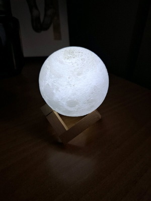 Decorative Moon Lamp 3D Printed like new with USB Cable