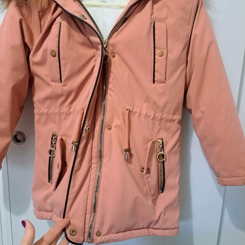Energiers thick pink jacket with hood for 10 years old, 140 cm like new