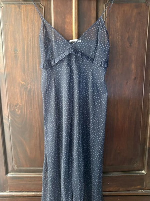 Midi Polka Dot Dress new by Zara, dark blue, sheer