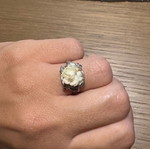 Adjustable ring with white rose design like new