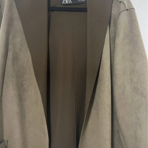 Suede coat Zara like new, chaki/brown color, size XL