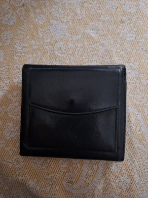 Leather wallet used with multiple compartments, black