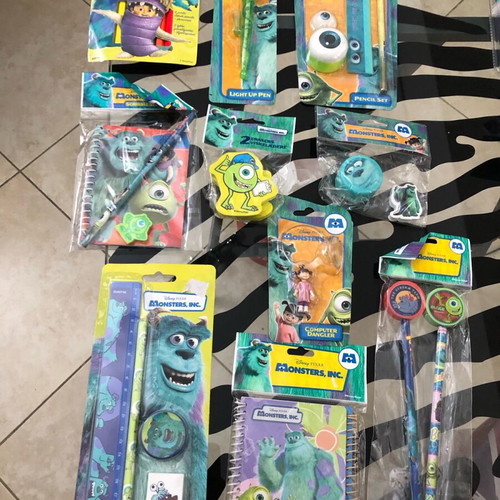 Monsters Inc Disney Huge school set new with pencils, erasers, sharpeners, rulers, notebooks