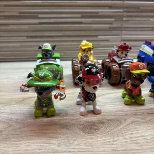 Paw Patrol figures and vehicles collection including Chase, Marshall, Rubble