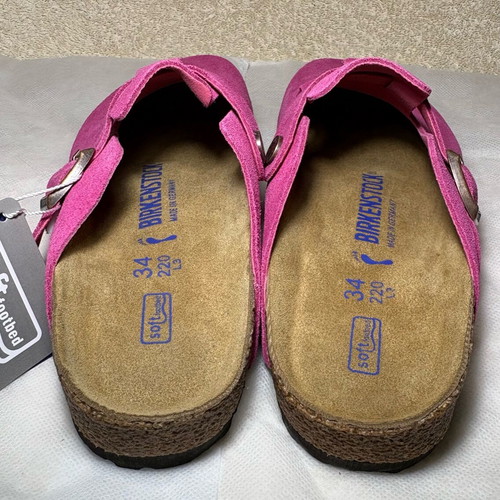 Birkenstock Boston Pink Suede Soft Footbed Clogs New EU 34