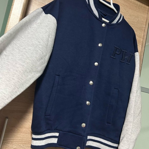Pink Woman college jacket used, gray and blue, size L