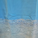 Short-sleeve women's blouse with lace trim, blue, size M