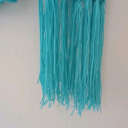 Morgan knitted short cardigan with fringes like new, turquoise