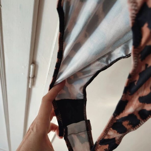 Leopard Print Bodysuit with Gold Chain, One Size, like new