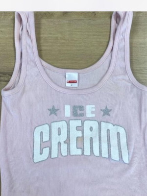 Pink ribbed tank top with ice cream print