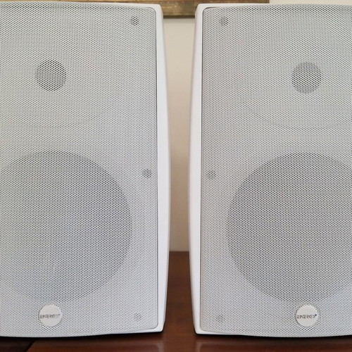 Tempest II White Energy speakers used for indoor and outdoor use