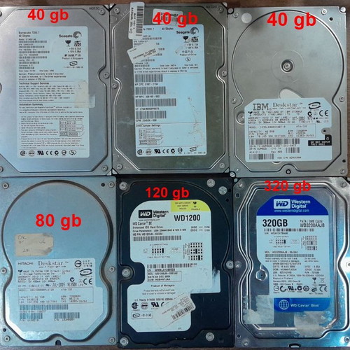 IDE hard drives used, pack of 6, functional
