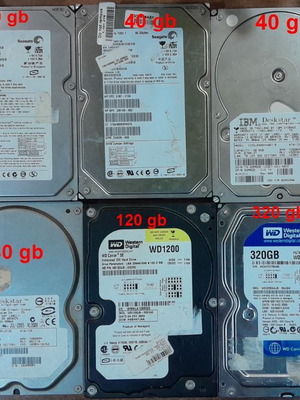 IDE hard drives used, pack of 6, functional