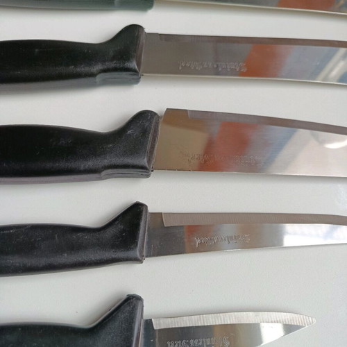 Set of 5 professional kitchen knives stainless steel like new