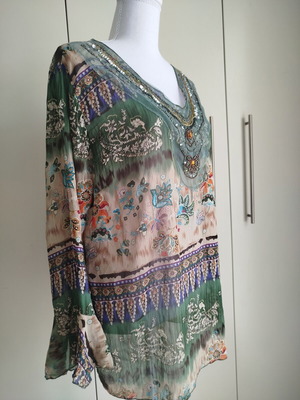 Τουνικ medium large σαν καινούργιο, πολύχρωμη viscose πουκαμίσα με μακρύ μανίκι