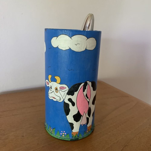 Bamboo Pencil Holder hand-painted, like new