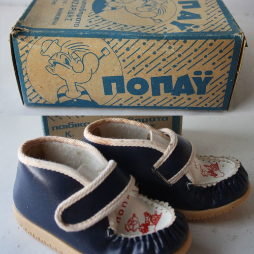 Popeye children's shoes new, 1970s decade