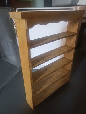 Wooden bookshelf for dollhouse unused