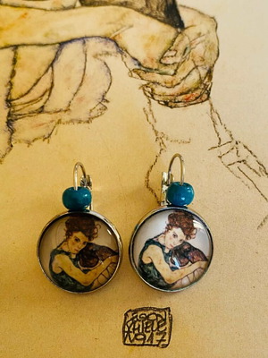 Egon Schiele Handmade Earrings Set Silver Color