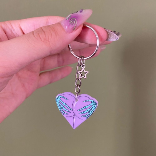 Handmade gothic Halloween keychain new, colorful silver