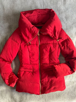 Zara red down jacket like new, size S