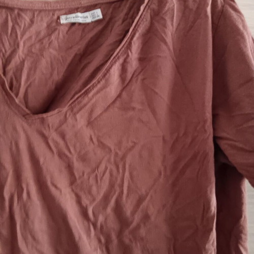 Stradivarius women's short-sleeve blouse used, red and brown, size L