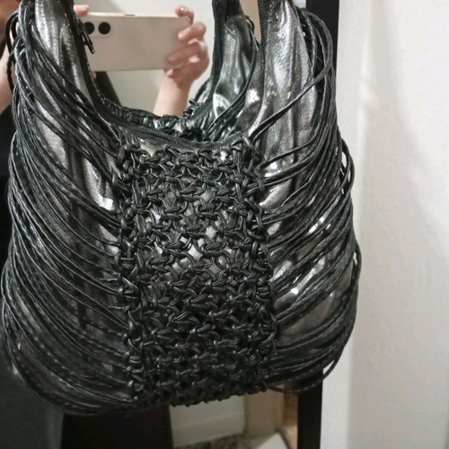 Crossbody bag silver with black details like new