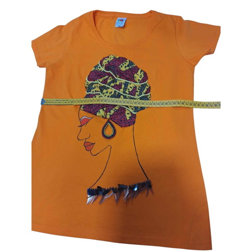Fruit of the Loom Africana Handmade T-shirt new, colorful orange