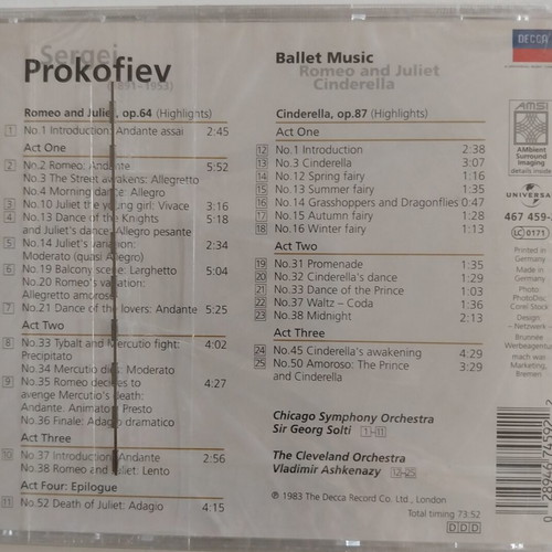 Sergei Prokofiev Ballet Music CD new, classical