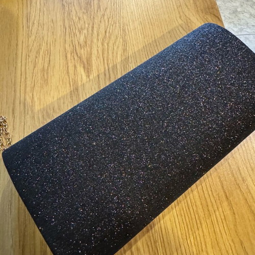 Shoulder bag used black with gold glitter evening