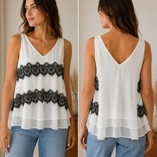 Camisole top Zic Zac like new, black and white, size M