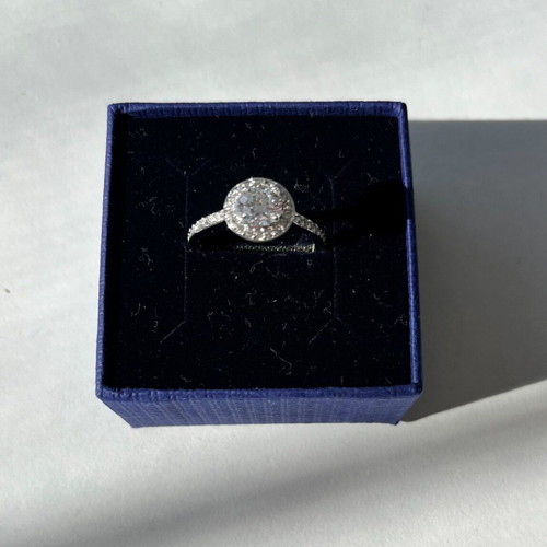 Swarovski ring size 55, round cut, silver tone finish
