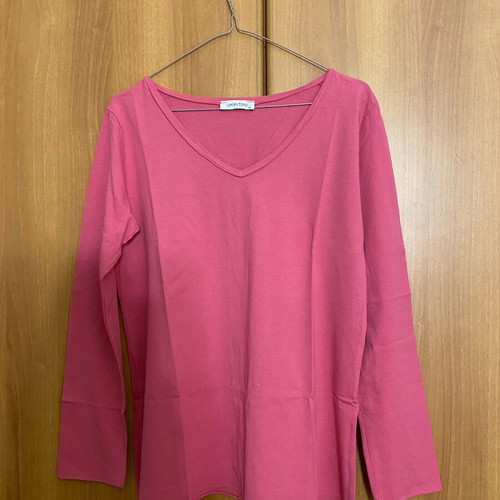 Celestino women's blouse with long sleeves and V-neck pink new