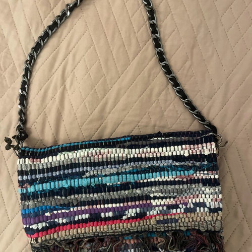 Boho bag new, colorful woven with chain shoulder handle