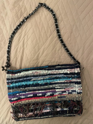 Boho bag new, colorful woven with chain shoulder handle