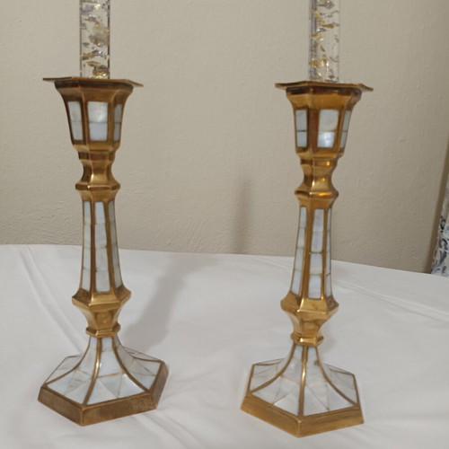 Solid brass candlesticks, height 21cm