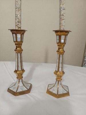 Solid brass candlesticks, height 21cm
