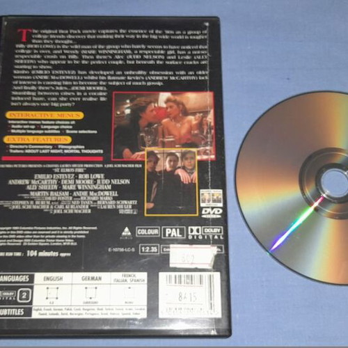 St. Elmo's Fire DVD used, romantic movie with subtitles